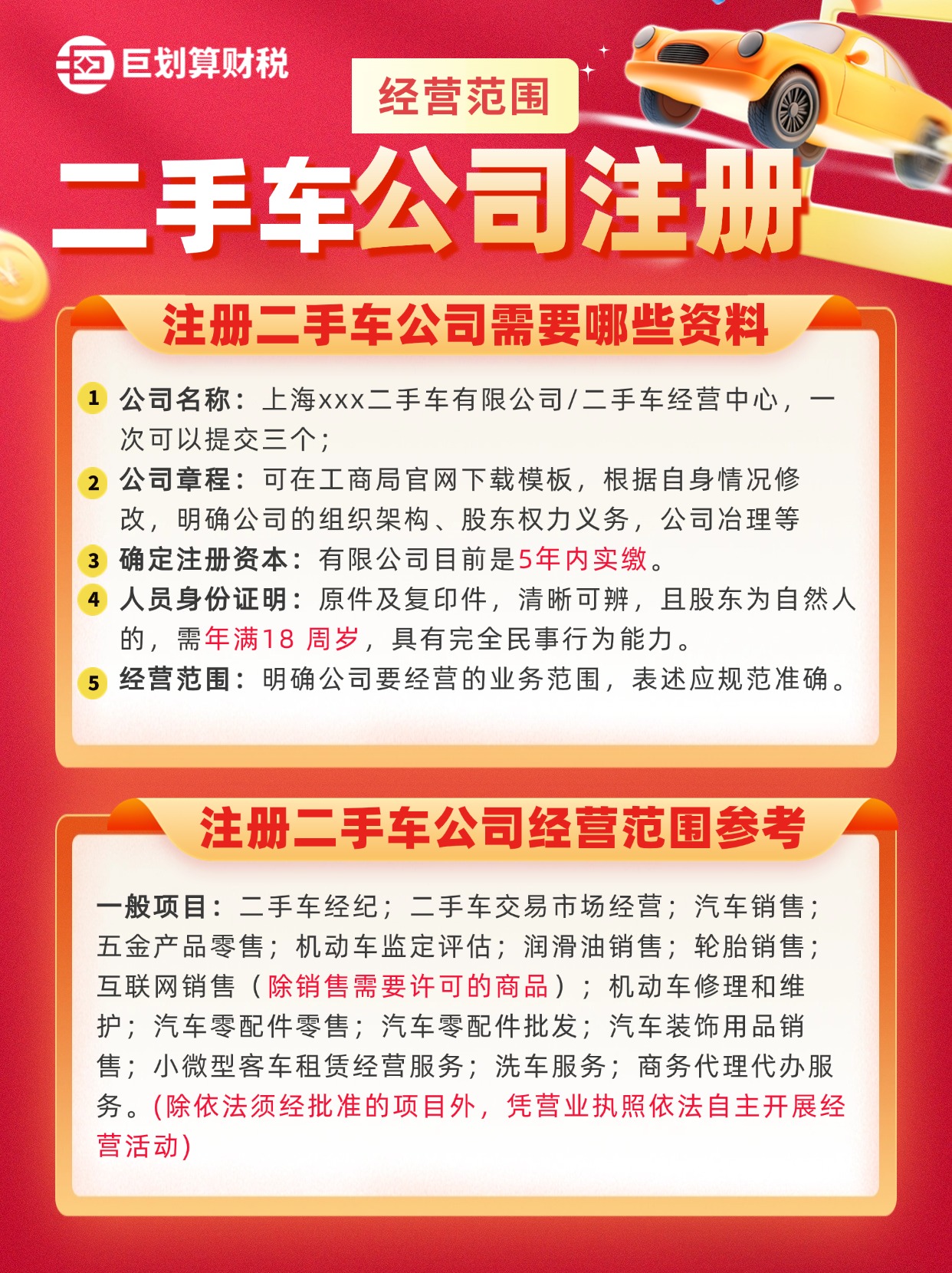 上海二手车企业注册代办